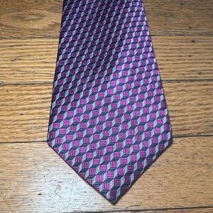 Lauren Ralph Lauren Silk Tie Geometric Patterned in Purple and Black